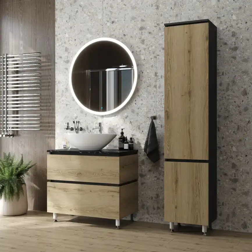 Тумба под раковину FAURAplus ТРИУМФ 80-2 напольная, дуб эльвезия фото 3