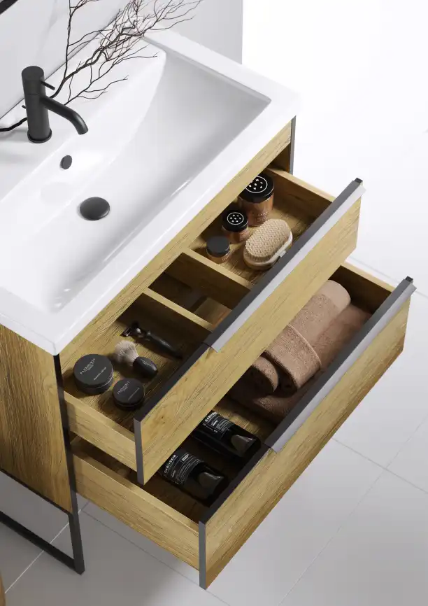 Тумба с раковиной напольная Aqwella Fargo 80 см, FRG0108DB/FRGN440, цвет Дуб балтийский фото 5