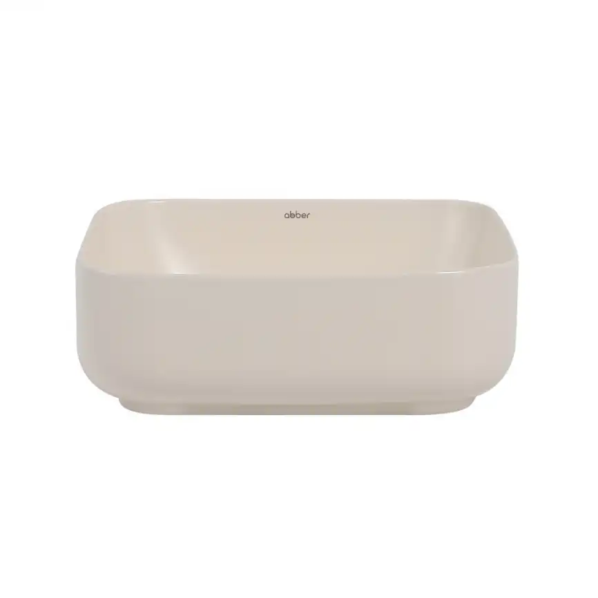 Раковина накладная ABBER RECHTECK 38,5х38,5х13,5 AC2211MBE, квадратная, светло-бежевая матовая фото 3