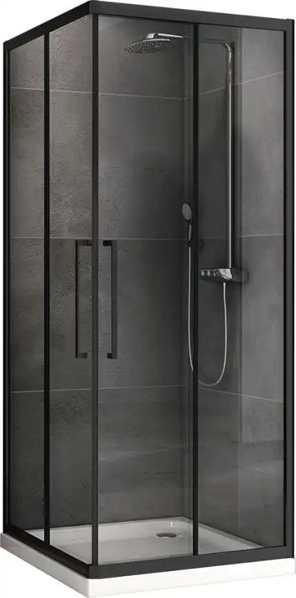 Душевой уголок ABBER Schwarzer Diamant 80х80 см, AG02080BH, профиль черный, стекло прозрачное фото 1