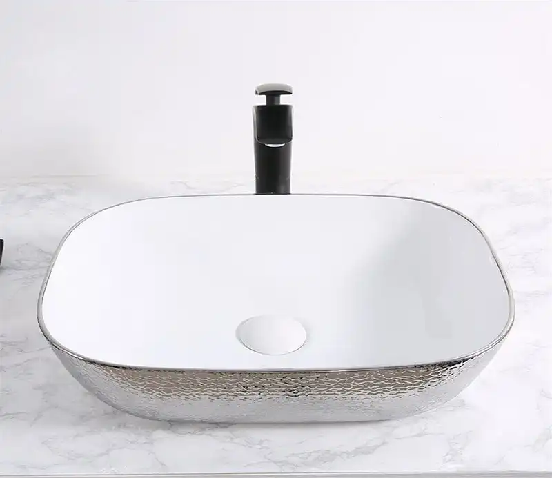 Раковина накладная CeramaLux 460х330х130 D1333H021, цвет Белый / Серый фото 2