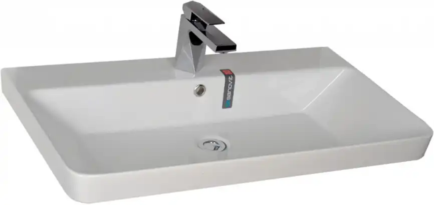 Раковина Sanovit LUXURY 80 11080-KL прямоугольная, Белая глянцевая фото 1