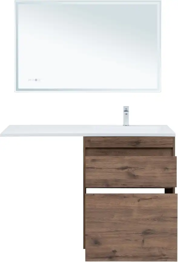 Тумба под раковину Aquanet Токио 130/68 дуб веллингтон (напольная 2 ящика) 333652 фото 8