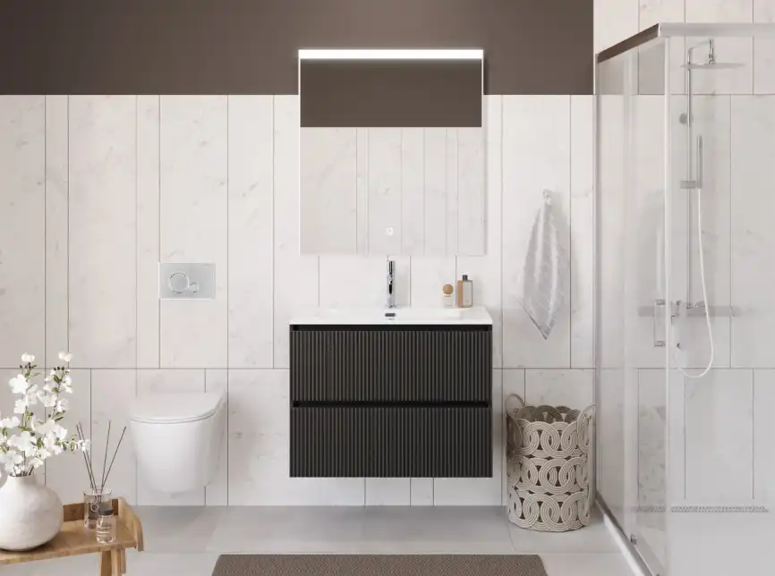 Тумба под раковину BelBagno UNO-900-2C-SO-GSO подвесная, Темно-Серый Матовый фото 12