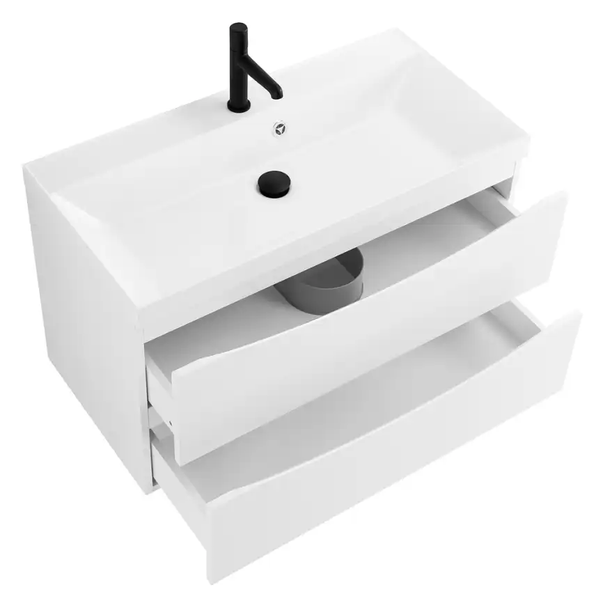 Тумба под раковину BelBagno MARINO-800-2C-SO-BL-P подвесная Bianco Lucido фото 8