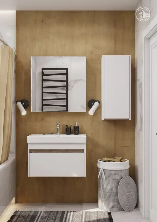 Тумба под раковину Aquaton Марти 70 1A267501MY010 подвесная цвет, белый / дуб эндгрейн фото 8