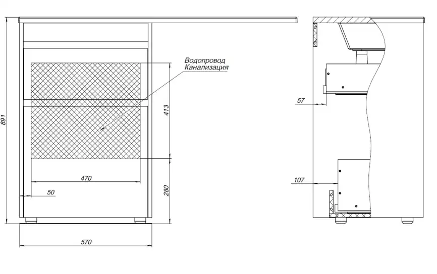 Тумба под раковину Aquanet Токио 120/58 дуб веллингтон (напольная 2 ящика) 333648 фото 3
