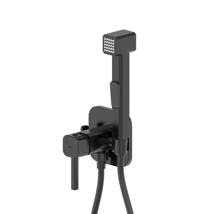 Гигиенический душ со смесителем IDDIS Axes 004BLS0i08 встраиваемый цвет, Матовый черный фото 1