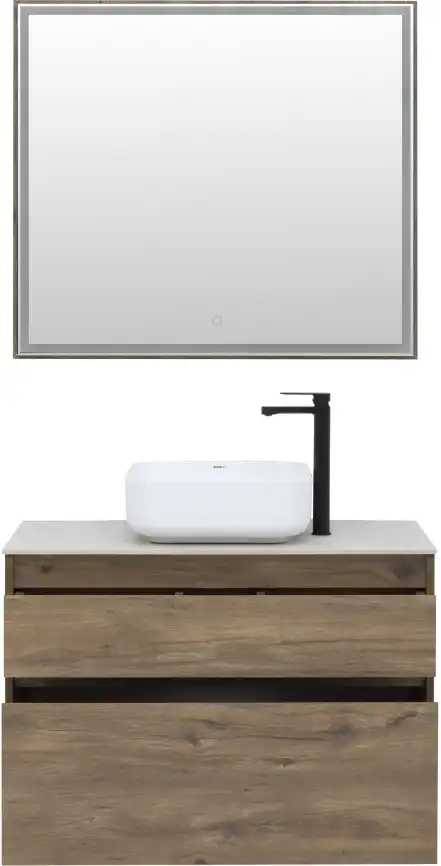 Зеркало Aquanet Nova Lite 90х80 249516 с подстветкой, сенсорный выключатель, Дерево темное фото 6