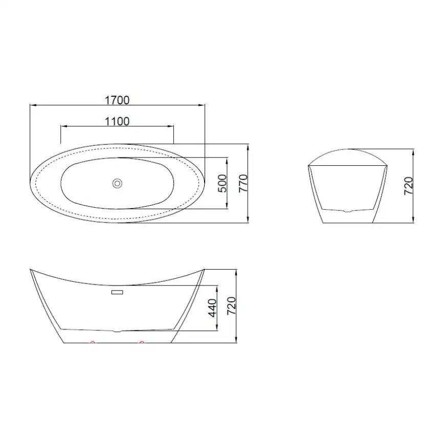 Акриловая ванна Azario GARDENIA Matt 170х77 AZ-6608M, Отдельностоящая фото 7