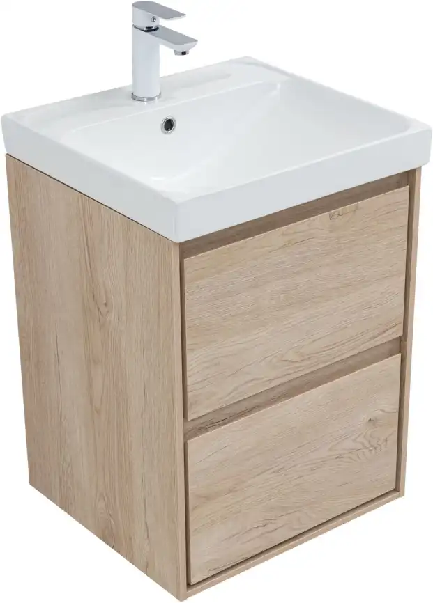 Тумба под раковину Aquanet Милан 50 дуб светлый, подвесная, 336381 фото 14