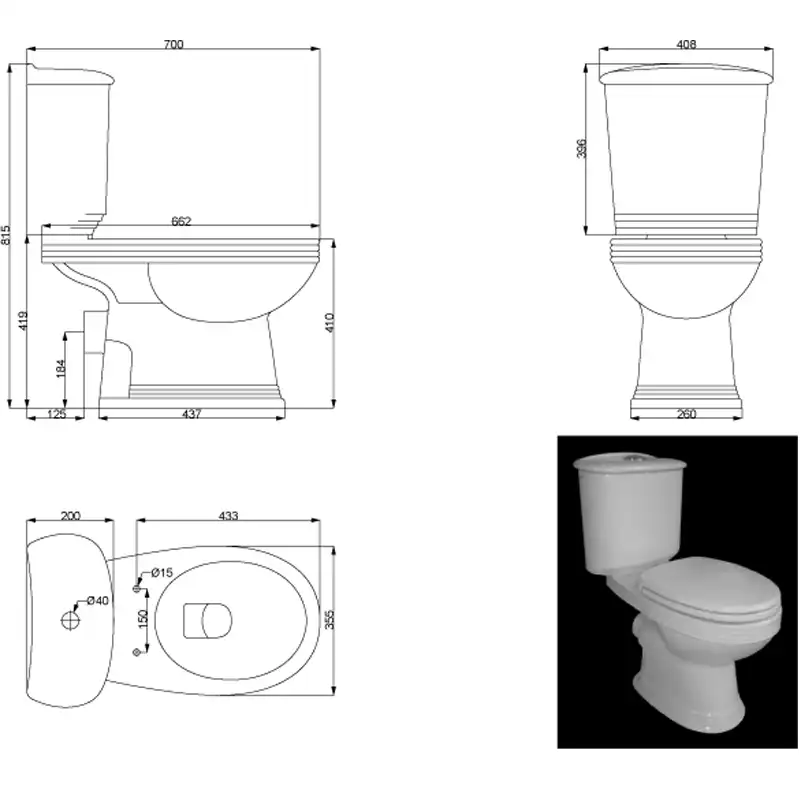 Унитаз-компакт Creo Ceramique MARSEILLE с крышкой микролифт фото 2