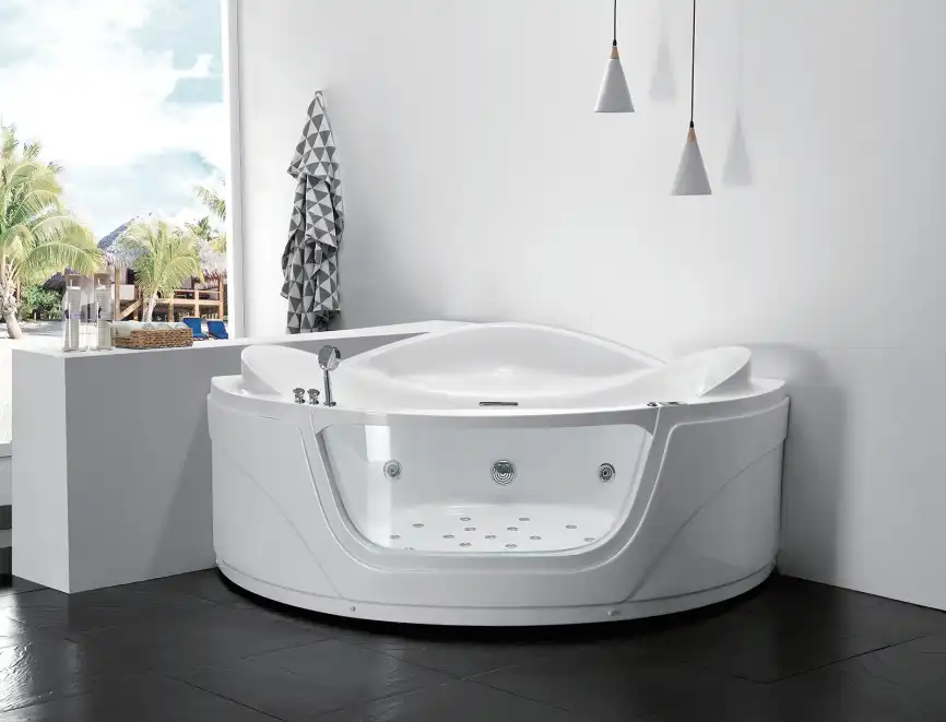 Акриловая ванна Gemy G9247 K 165х165 с гидромассажем, угловая фото 2