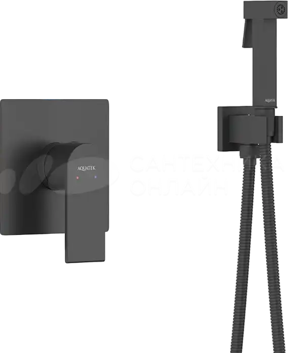 Гигиенический душ со смесителем Aquatek AQ1419MB однорычажный, Черный фото 1
