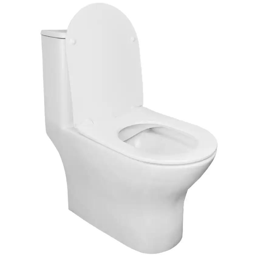 Унитаз моноблок Azario Terni AZ-8618 напольный, безободковый, с сиденьем микролифт, Белый глянцевый фото 2