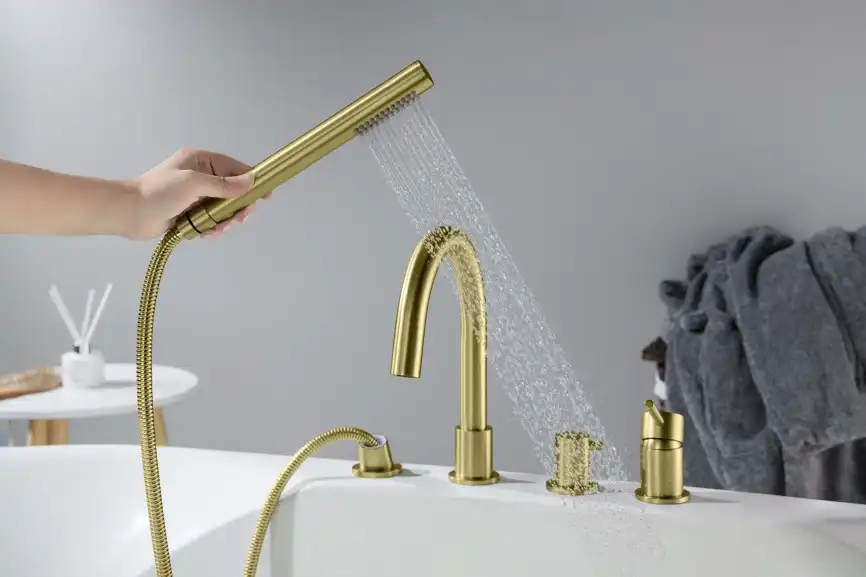 Смеситель на борт ванны Aquatek Европа AQ1348BG, Золото матовое фото 10