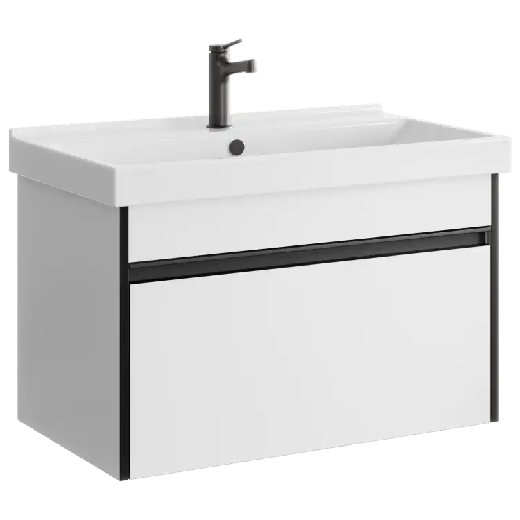 Тумба с раковиной подвесная Aqwella Urban 80 см, URB0108W, цвет Белый фото 1