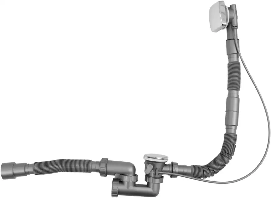 Слив-перелив для ванны Aquanet хром, полуавтомат для ванны 80 см, квадрат фото 2