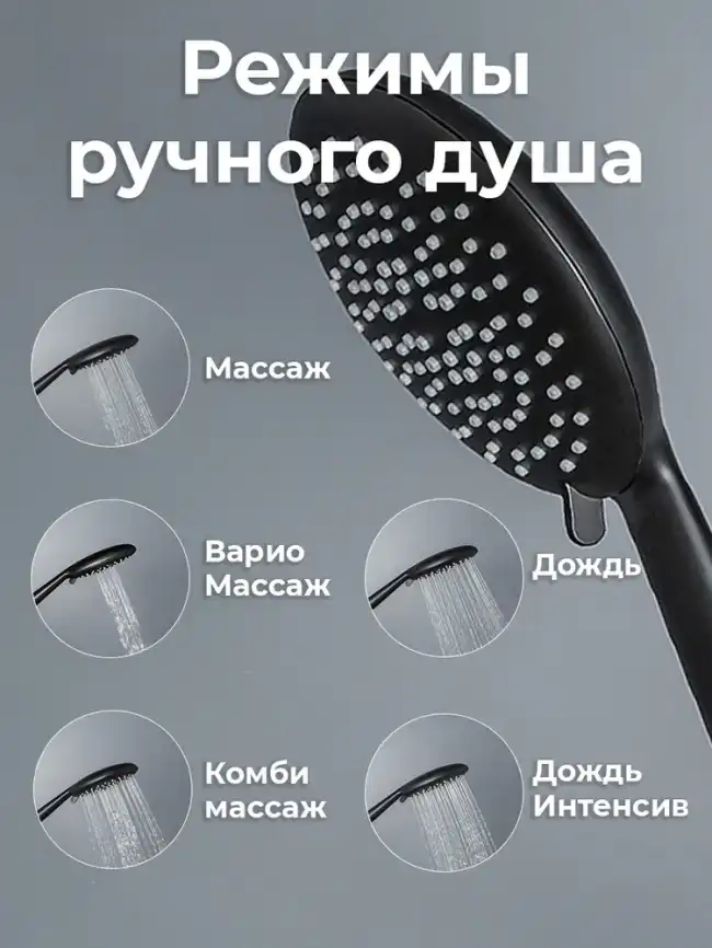 Встраиваемая душевая система AVS TERMO 811-503-MB термостат с изливом, черный матовый фото 5