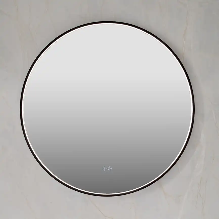 Зеркало с подсветкой AVS AZ 80 см, антипар, черное матовое фото 1