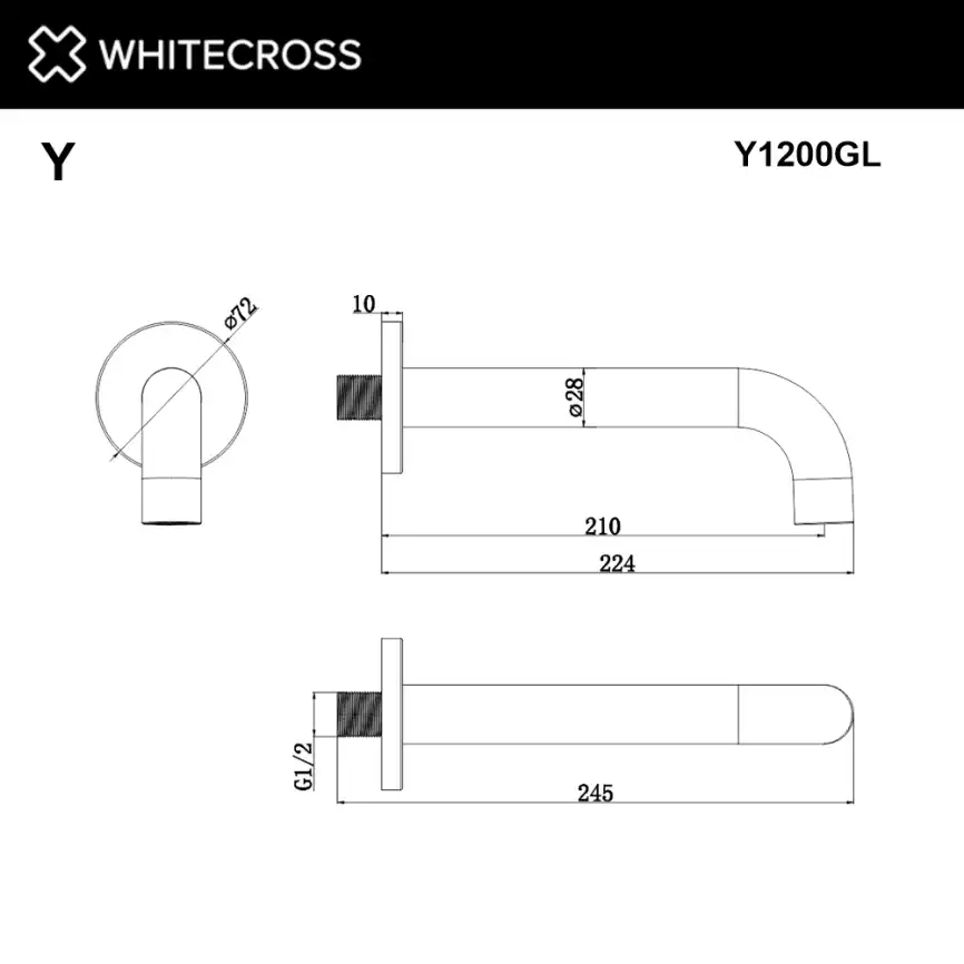Излив для ванны  WHITECROSS Y gold Y1200GL, Золото глянцевое фото 3