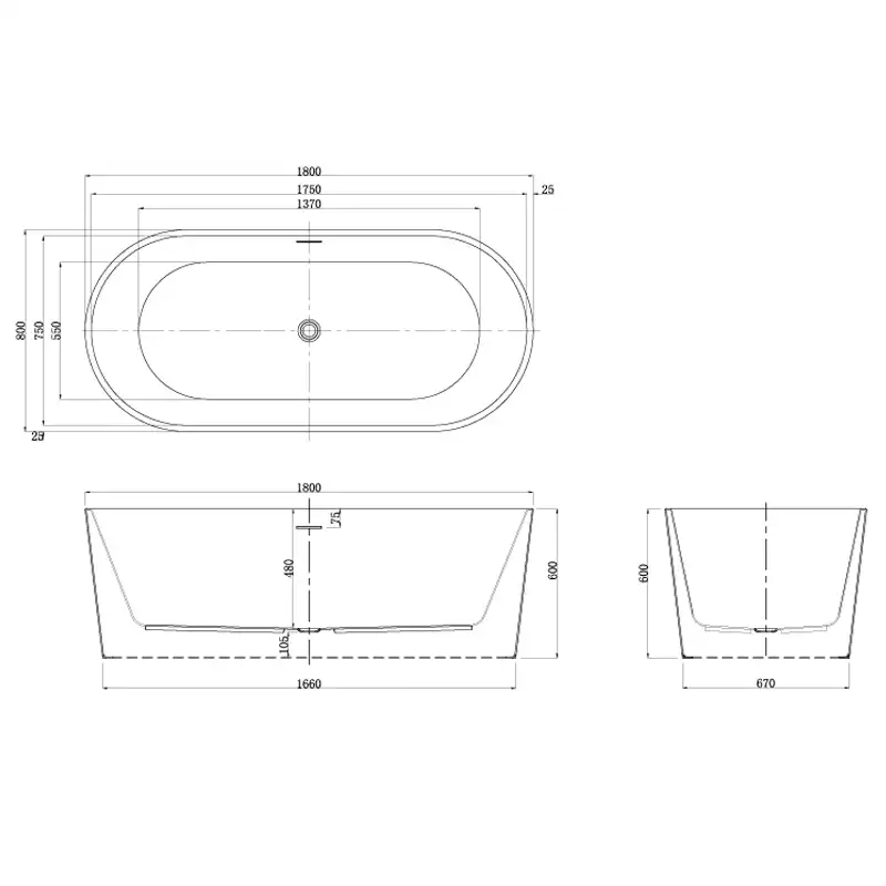 Ванна акриловая Azario BRISTOL 180х80 BRI18080, свободностоящая, в комплекте с сифоном и металлической рамой фото 4
