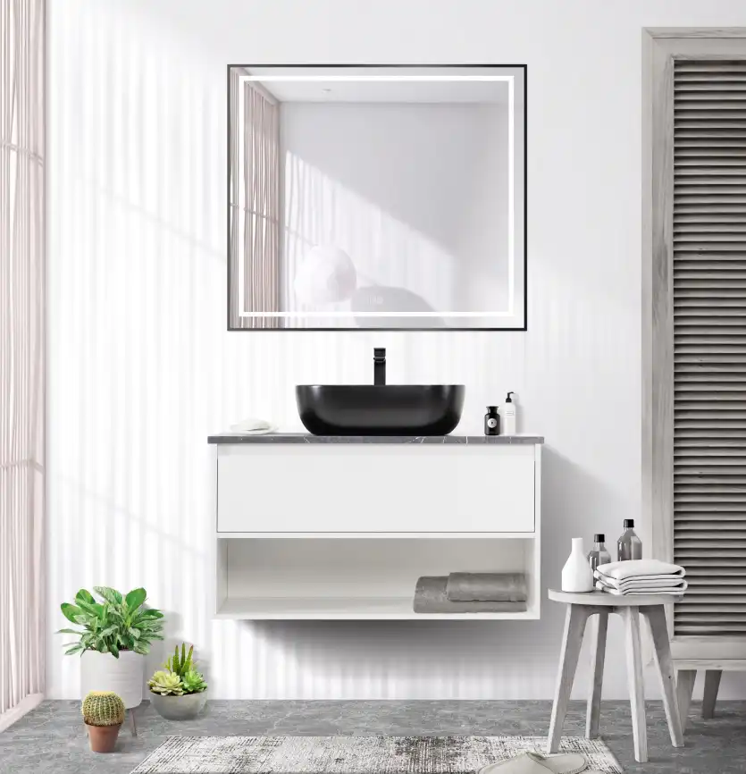 Зеркало BelBagno SPC-KRAFT-900-800-LED-TCH-WARM-NERO фото 8