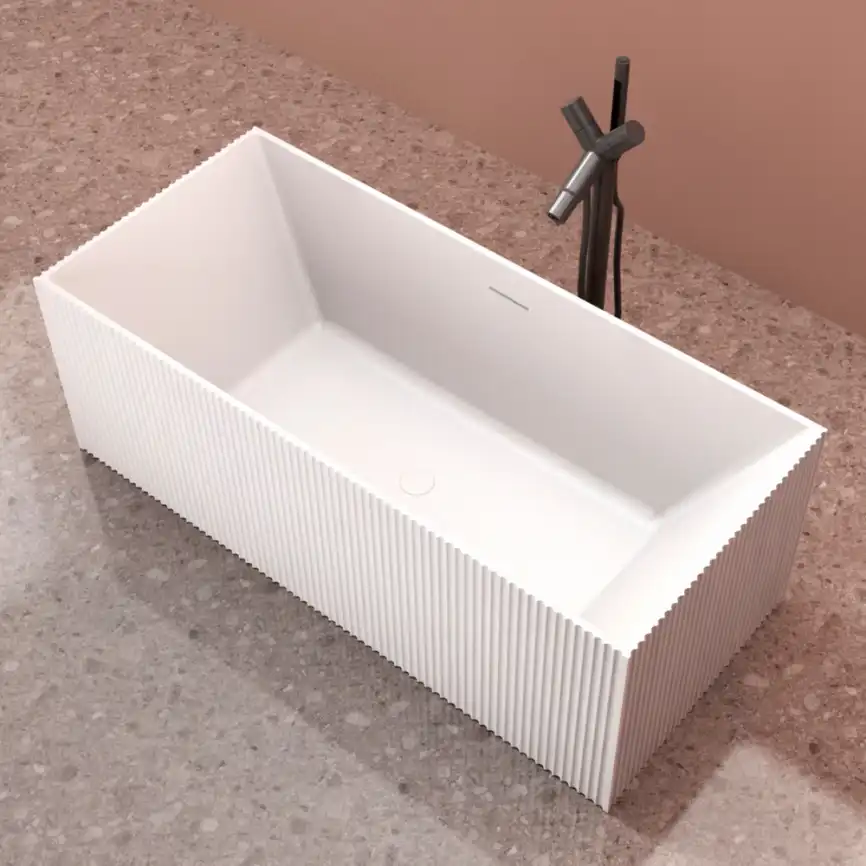 Ванна  Abber Stein 170х75 AS9602 из искусственного камня, Белая матовая фото 1