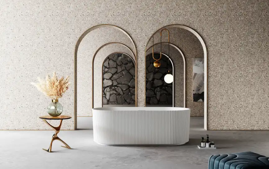 Ванна  Abber Stein 170х75 AS9601 из искусственного камня, Белая матовая фото 3