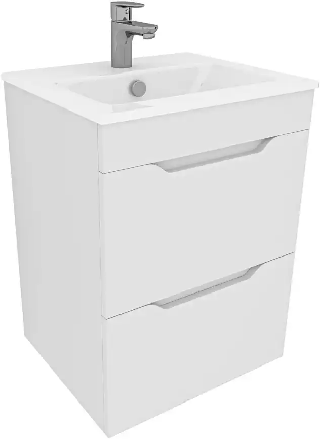 Тумба под раковину Aquanet Практика 50 белый матовый (2 ящика) 330455 фото 1