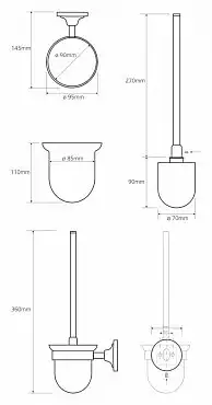 Ершик для унитаза подвесной 11 см BEMETA RETRO золото 144213018 фото 2