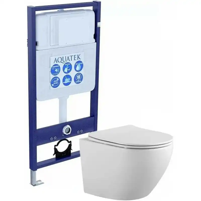 Комплект унитаза с инсталляцией Aquatek Set Aquatek Европа cm с сиденьем Микролифт фото 1
