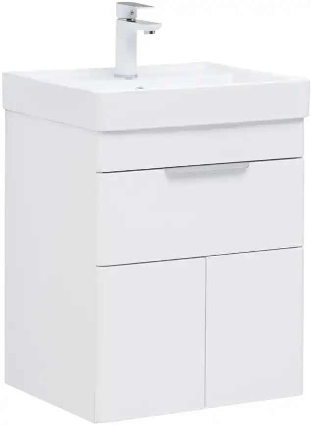 Тумба под раковину Aquanet Ирис new 50 белый глянец (1 ящик, 2 дверцы) 310147 фото 1