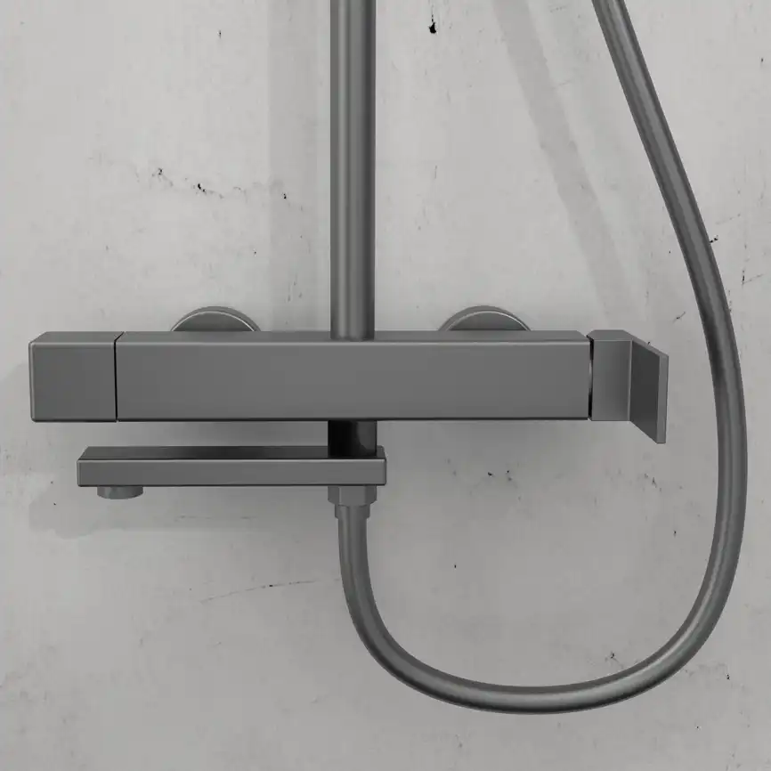 Душевая система  Vincea Cube VSFS-1C1GM VSFS-1C1GM для ванны с изливом, вороненая сталь фото 2