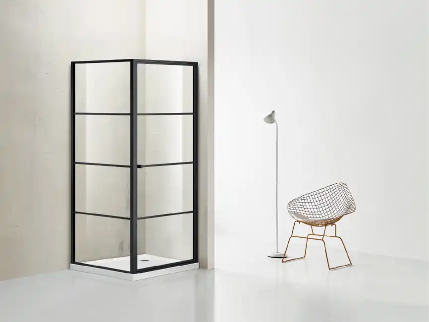 Душевой уголок Azario Richmond 90х90х195 AZ-NAG1221 900 BLACK профиль Черный, стекло Прозрачное фото 3