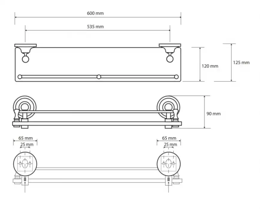 Полочка стеклянная 60 см BEMETA RETRO хром 144302262 фото 2