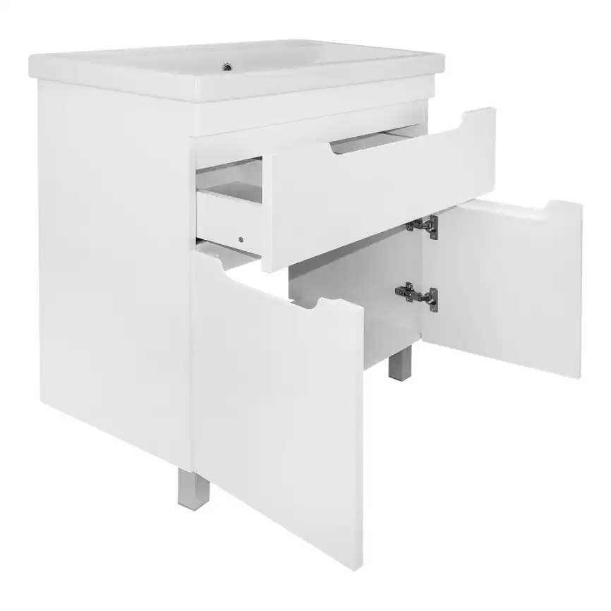 Тумба с раковиной Azario KANTRI 80/1Н CS00097256, напольная+двери с раковиной Фостер 80, белая фото 2