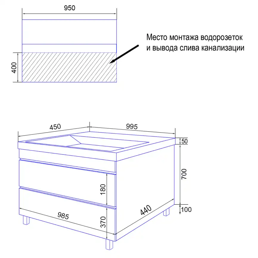 Тумба с раковиной Azario Эстима 100 CS00094591, напольная, Графит фото 7