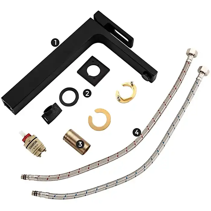 Смеситель для раковины Gappo G1017-62 высокий, Черный матовый фото 7