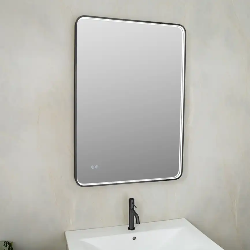 Зеркало с подсветкой AVS VI 70x100 см, антипар, черное матовое фото 1