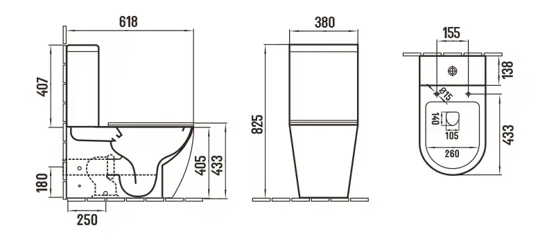Унитаз-компакт Ceramalux 2166XMDH, безободковый, с бачком и сидением микролифт Серый матовый фото 2
