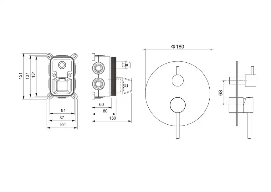 Смеситель для ванны с душем Aquatek Европа AQ1347CR встраиваемый, с внутренней частью, Хром фото 2