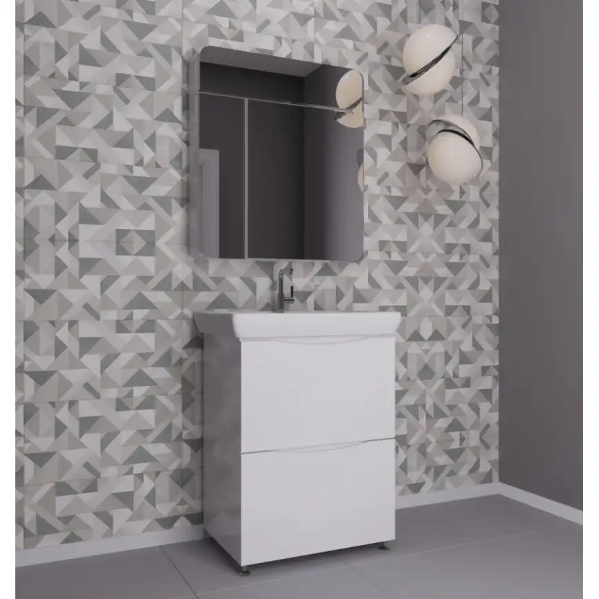 Тумба с умывальником AURA ПАЛЕРМО 80-2 напольная (Раковина COMO 80) Белая фото 2