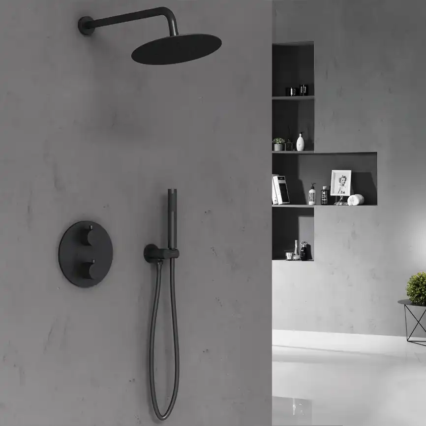 Душевая система  Vincea  VSFW-101TMB VSFW-101TMB  с термостатом, встраиваемая, черный матовый фото 1
