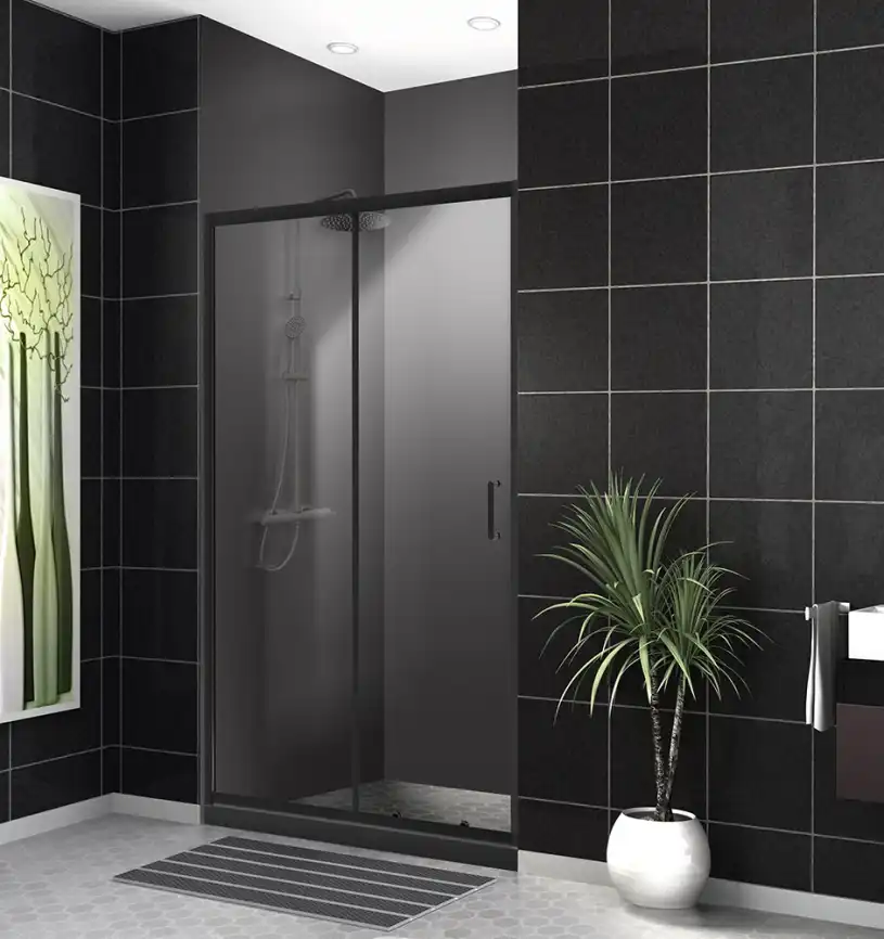 Душевая дверь BelBagno UNO-195 140 см, UNO-195-BF-1-140-C-NERO, профиль Черный, стекло Прозрачное фото 1