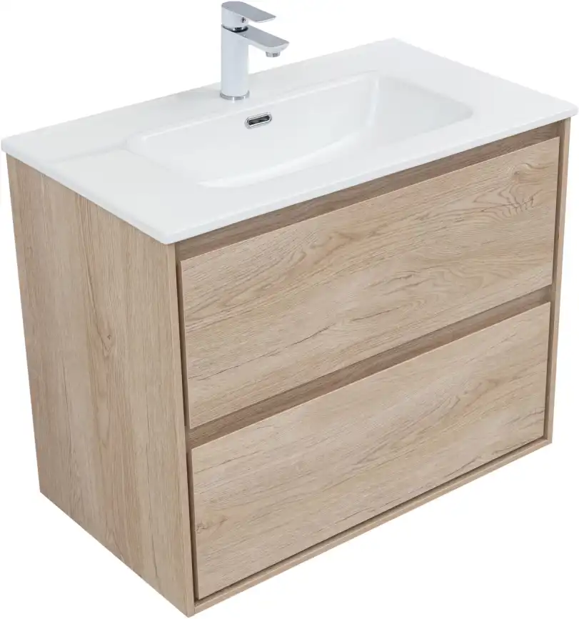 Тумба под раковину Aquanet Милан 80 дуб светлый, подвесная, 336384 фото 9