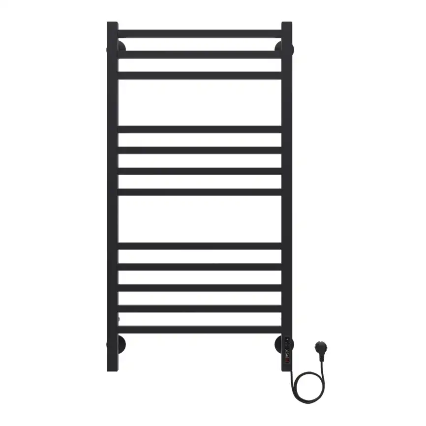 Полотенцесушитель электрический 50х100 Azario Ancona П12 AZ71850B, диммер справа, Черный матовый фото 1
