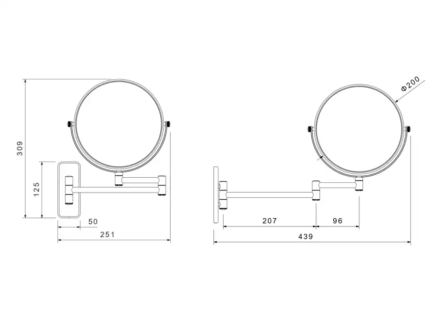Зеркало косметическое Aquatek AQ4911BGM настенное 5х, Оружейная сталь фото 2