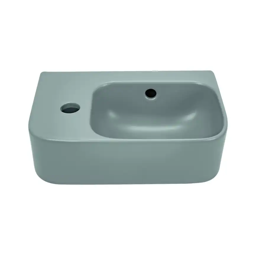 Рукомойник AVS Грэйс 37x25 R, зеленый матовый с донным клапаном фото 3