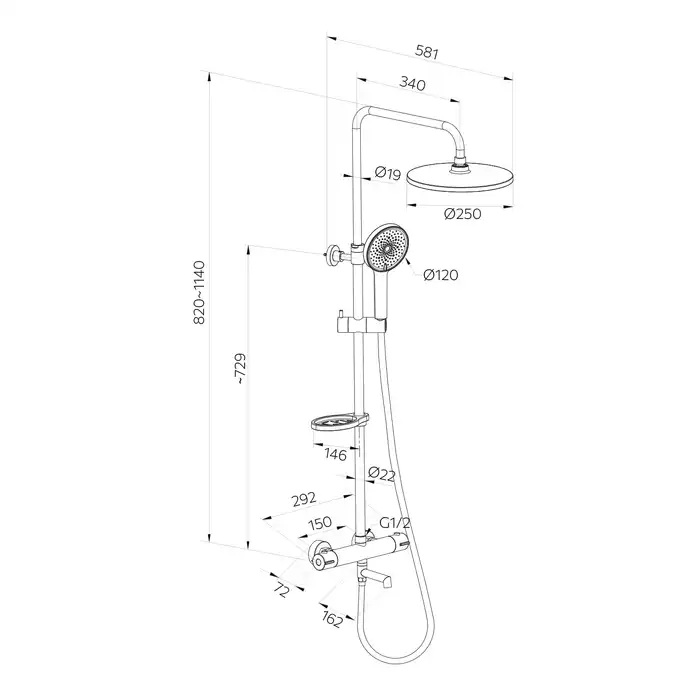 Душевая система Milardo Ideal Spa ILSBLTHM06 для ванны с изливом цвет, Черный матовый фото 5